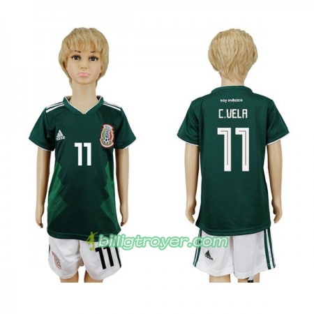 Billige Fotballdrakter Mexico C.Vela 11 Barn VM 2018 Hjemmedraktsett